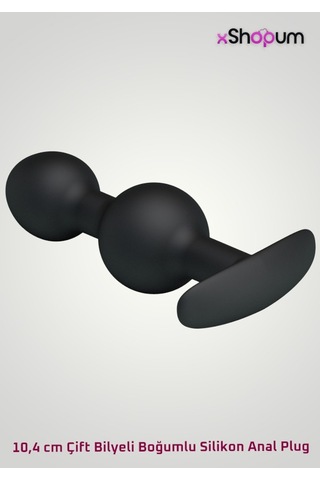 xShopum 10,4 Cm Çift Bilyeli Boğumlu Silikon Anal Plug