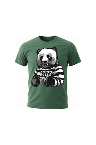Urbantrendstore Unisex Panda Mahkum Temalı Oversize Fit Rahat Geniş Salaş T-shirt Günlük Tişört Yeşil