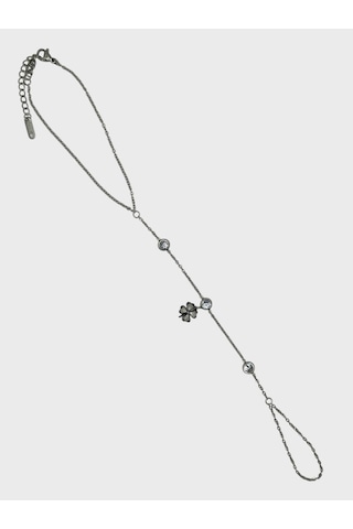 Arnes Jewelry Çelik Zirkon Taşlı Yoncalı Şahmeran Bileklik Ar582nes Gri