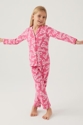 Barbie Kız Çocuk Pembe Gömlek Pijama Takımı 5274-42567 Açık Fuşya