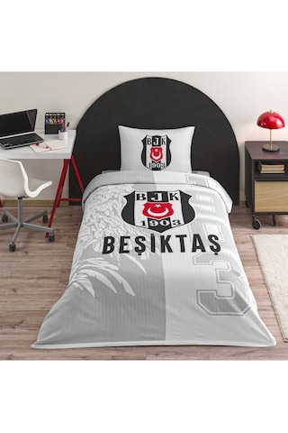 Taç Lisanslı Beşiktaş Soccer Tek Kişilik Pamuk Pike Takımı