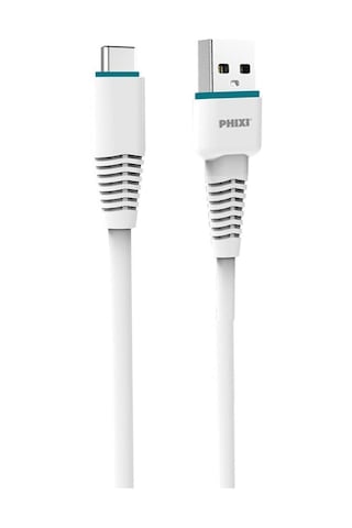 Phixi Force CB464T Type-C USB Şarj ve Data Kablo Beyaz