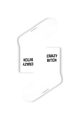 Crazy B.itch Yazılı Unisex Beyaz Tenis Çorap Beyaz