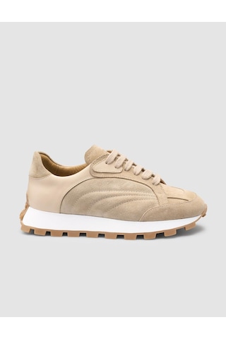 Cabani %100 Hakiki Deri Bej Kadın Sneaker Bej