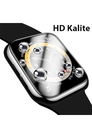 Apple Uyumlu Watch 7 41Mm 3D Pmma Kavisli Full Cam Ekran Koruyucu Pet (302318170)-Siyah