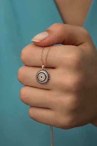 925 Ayar Gümüş Rose Kaplama Nazar Kolye (528695056)