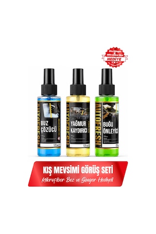 Kışlık 3'lü Oto Bakım Sprey Set Buğu Önleyici Buz Cözücü Yağmur Kaydırıcı 3x125ml
