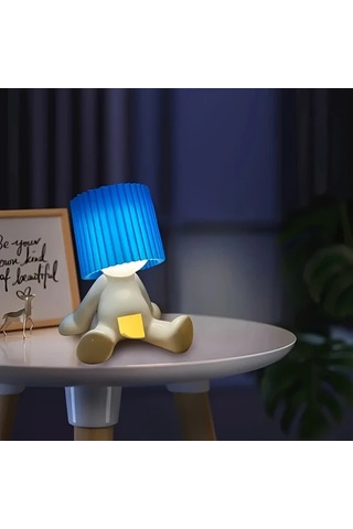 Honeybeeshop Mavi Yaratıcı Masa Lambası Yatak Odası Eğlenceli Gece Lambası Usb Güçlü Tatil Hediyesi Mavi