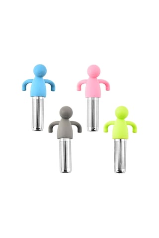 Sones Adam Şeklinde Çay Filtresi Demleyici 304 Paslanmaz Çelik Çay Süzgeci Gri