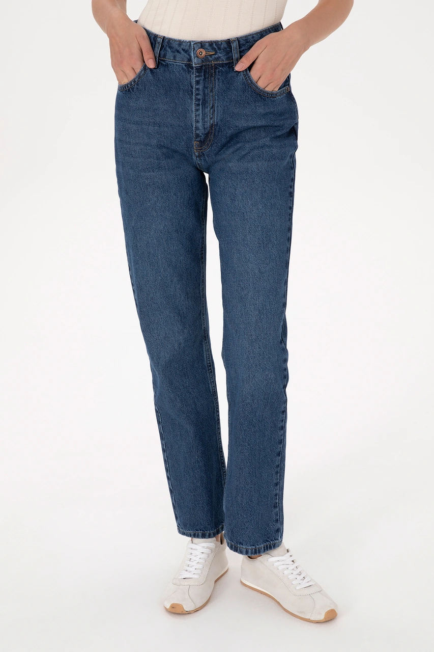 U.S. Polo Assn. Kadın Mavi Jean Straight Fit Pantolon 50316592-DN0022
