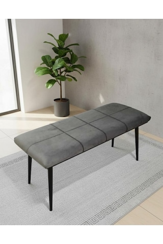 Özcan Metal Metal Ayak Metal Kasalı Bench Mutfak Salon Antre Yatak Odası Puf Bank Antrasit Gri