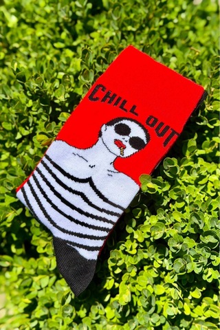 Lousocks Unisex Sağlı Sollu Chill Out Desenli Soket Çorap Kırmızı