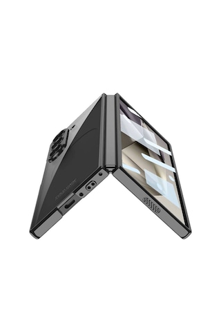 Galaxy Uyumlu Z Fold 6 Kılıf Zore Full Camlı Kıpta Kapak-siyah