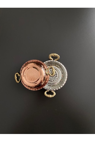 6'lı Kulplu Bakır Çerezlik-kahvaltılık-reçellik-sunumluk Set Mini 9 Cm X 2,3 Cm Bakır