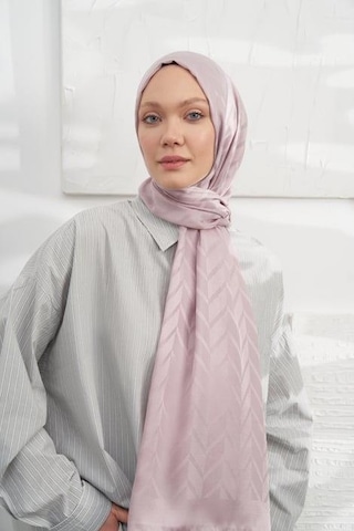 Armanda Jakarlı Şal - Zigzag Desenli - Sisli Pudra - Soft Pudra
