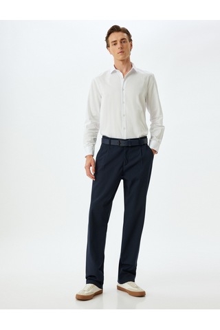 Koton Slim Fit Gömlek Uzun Kollu Yarım İtalyan Yaka Pamuklu Beyaz 5wam60110hw Beyaz