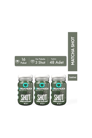 Avantajlı 16 Paket 3'lü Matchalı Meyveli İçecek Matcha Shot 60 Ml 48 Adet