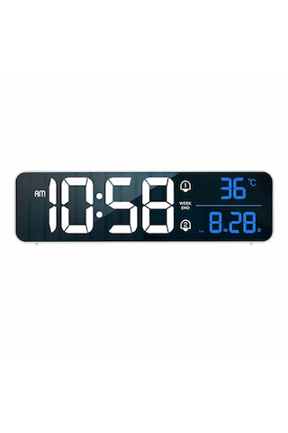 Hd Led Aynalı Dijital Masa Saati Sıcaklık Tarih Alarm Usb Şarjlı Elektronik Saat Siyah Yüzey