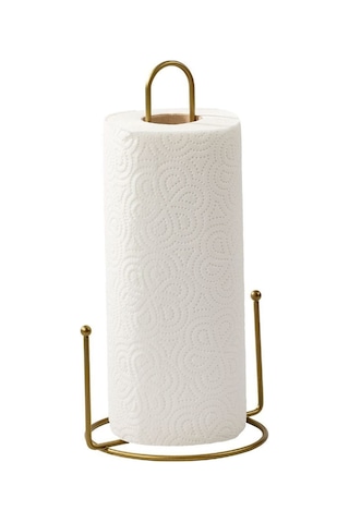 Edora Home 2'li Rose Mutfak Organizer Seti, Misketli Kağıt Havluluk Ve 6 Kancalı Bardaklık - Metal Paslanmaz