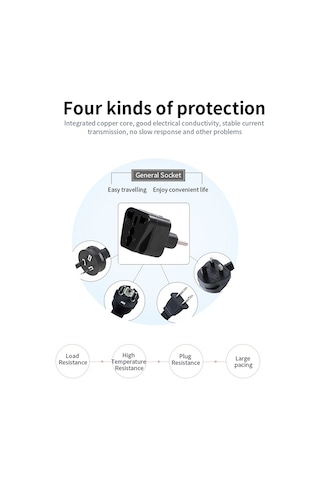 Reedark İtalya Seyahat Fiş Adaptörü - Üç Yuvarlak Pinli, Şili, Küba, Uruguay, Suriye Ve Milano İçin Uyumlu, Siyah