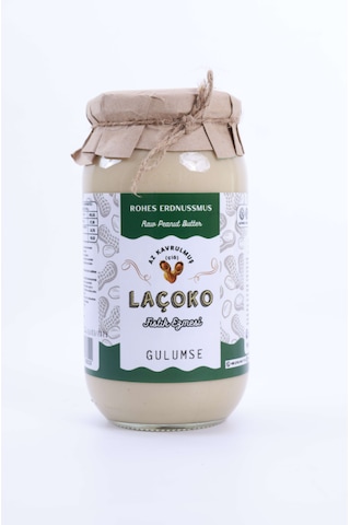 Laçoko İsme Kişiye Özel Şekersiz Saf Katkısız Fıstık Ezmesi Glutensiz Vegan Doğal Az Kavrulmuş Çiğ Yer Fıstığı Ezmesi 4 x 1 KG