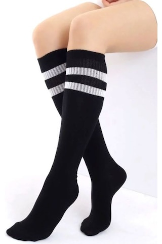Yetiş Socks Dizaltı Kız Çocuk Okul Çorabı 3'lü Paket Beyaz - Siyah - Beyaz