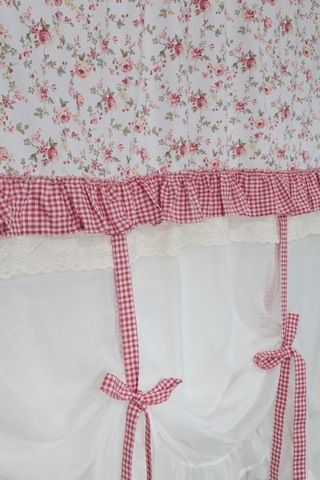 Potlu Tül Perde Provence Fırfırlı Rose Pembe