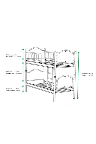 Argimo İnci Baby Çocuk Genç Odası Ahşap Başlık Metal Ranza Ve Karyola Pembe 90 x 190 CM