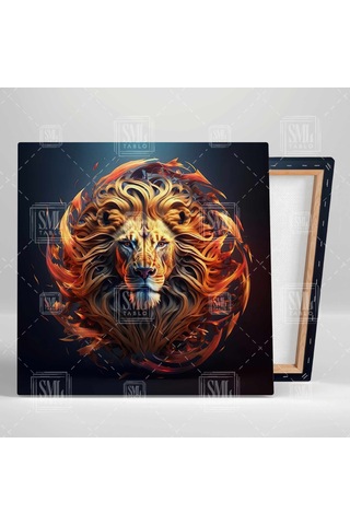 Ormanlar Kralı Ateş Yeleli Aslan Kanvas Tablo 60 X 60 Cm