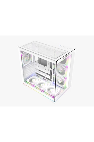 Strong Balerion 7x 120 Mm Fanlı Argb Kumandalı Şerit Ledli 600w 80+ Atx Akvaryum Beyaz Gaming Bilgisayar Kasası