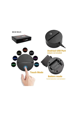 Wealthglow Renk Değiştiren 3d Dekoratif Şekilli Led Lamba - 12 Cm X65eho Siyah