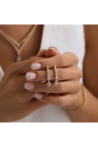 Kombin Prenses Damla Sarı Altın Takı Seti T14331