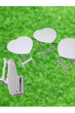 Zigon Sehpa Kalp Çanta Model Mdf Torna Iskelet Parlak Beyaz Lake