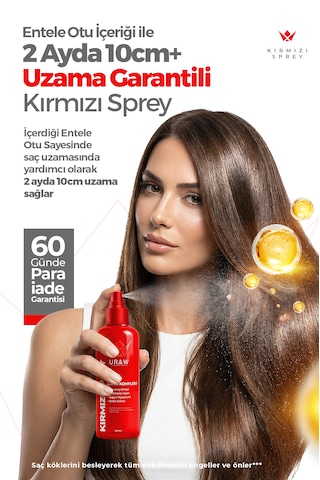 Uraw Saç Uzamasını Destekleyici ve Dökülme Karşıtı Kırmızı Sprey 125 ML