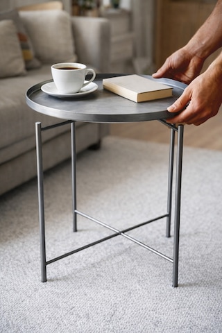 Waldern Home Metal Çok Amaçlı Katlanabilir Tepsili Sehpa Gri