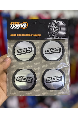 Universal Araç Uyumlu, Bbs Jant Göbeği Arması, Sticker 4'lü Set 60mm Gri