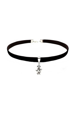 Siyah Renk Kadife Ayıcık Choker Kolye Kahverengi