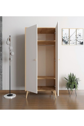 Floradesign Milano Gardırop /elbise Dolabı Iki Kapaklı Dolap Beyaz/meşe