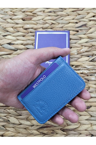 Westpolo İsme Özel 1026 Hakiki Deri Unısex Kartlık Turkuaz