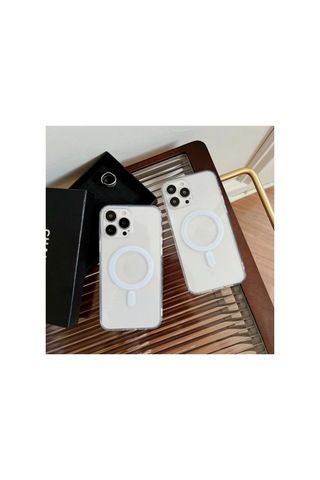 Ally İphone 15 Pro Magsafe Uyumlu Manyetik Şeffaf Silikon Kılıf- 5775 - Karbul9976-5773 Şeffaf 2 Şeffaf 2