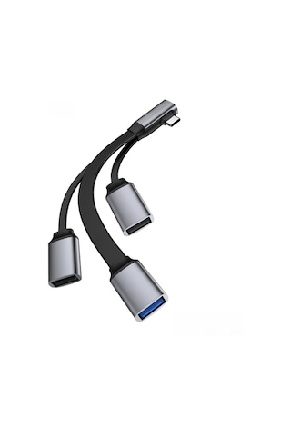 Konesam Type-c Çevirici Hub: Usb 3.0 + 2x Usb 2.0, 4-üç-1 Bölücü, Telefon/laptop/ipad Uyumlu, Alüminyum-abs, Gri