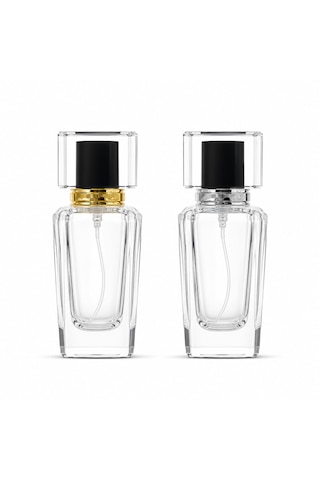 20 Adet Boş Cam Parfüm Şişe, 50 Ml, Kare Konik Prizma Model, Şeffaf-fpr-60-10