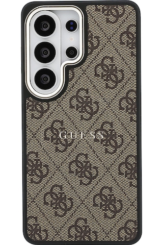 Galaxy Uyumlu S26 Ultra Kılıf Guess Lisanslı M-safe Uyumlu Pu Deri 4g Desenli Yazı Logolu Kapak Kahverengi Kahverengi
