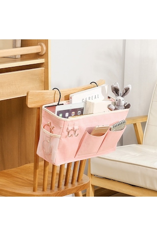 Hangfox Üniversite Yatak Odası Kumaş Saklama Çanta, Büyük Kapasite, Yatak Kenarı Asılı, Dormitory Dekor, Çeşitli Eşyaları Saklama, Dayanıklı Malzeme, Beyaz Büyük Boy