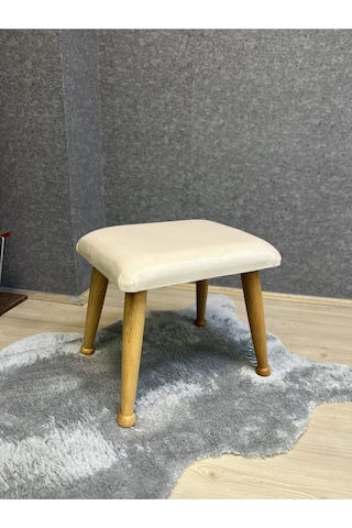 Trend Naturel Krem Ahşap Ayak Uzatma Pufu Makyaj Koltuğu Bench Tabure