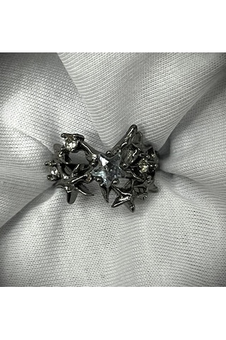 Dükkan Design Yıldızlar Toluluğu Taşlı Yüzük Antrasit