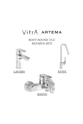 Artema Root Round Lavabo Banyo Eviye Bataryası 3'lü Set A42705-A42725-A42742 Krom