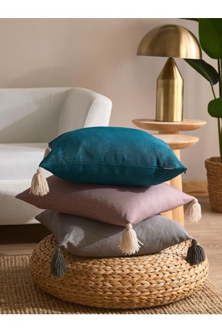 Urban Drift Püskül Detaylı 3'lü Kırlent Kılıf Seti Gri