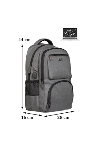 Case Club 13,3-14 İnç Gri Laptop Sırt Çantası Su Geçirmez Kumaş Darbe Emici Koruma