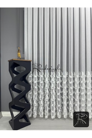 Tül Perde Brillant Marka Püsküllü Etek Geniş İşleme Bakpüs Desen Püskül2